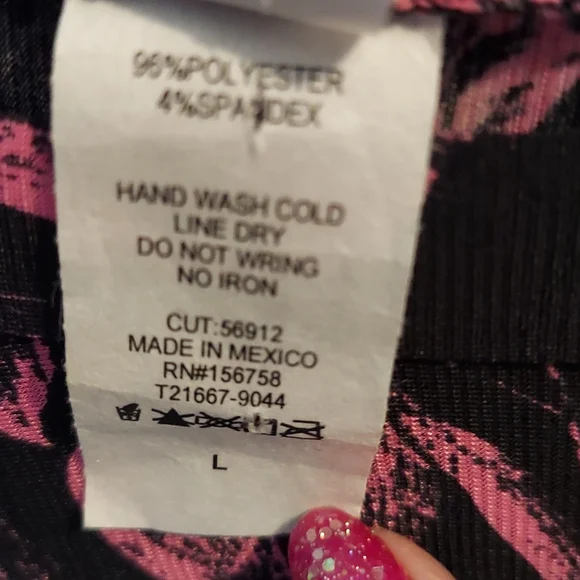 Pink & Black Top Sz L - Picture 3 of 4